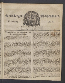 Grünberger Wochenblatt, No. 85. (23. Oktober 1856)