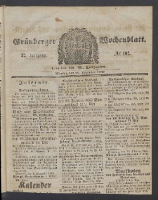Grünberger Wochenblatt, No. 102. (22. Dezember 1856)