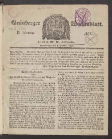 Grünberger Wochenblatt, No. 1. (1. Januar 1857)