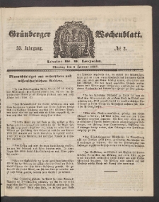 Grünberger Wochenblatt, No. 2. (5. Januar 1857)