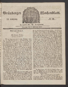 Grünberger Wochenblatt, No. 10. (2. Februar 1857)