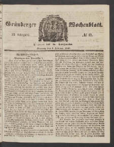 Grünberger Wochenblatt, No. 12. (9. Februar 1857)