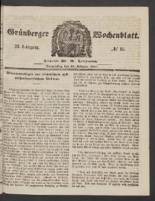 Grünberger Wochenblatt, No. 15. (19. Februar 1857)