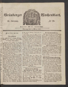 Grünberger Wochenblatt, No. 20. (9. März 1857)