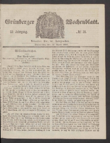 Grünberger Wochenblatt, No. 31. (16. April 1857)