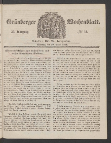 Grünberger Wochenblatt, No. 32. (20. April 1857)