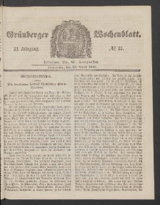 Grünberger Wochenblatt, No. 35. (30. April 1857)