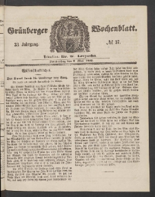 Grünberger Wochenblatt, No. 37. (7. Mai 1857)