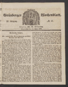 Grünberger Wochenblatt, No. 47. (11. Juni 1857)