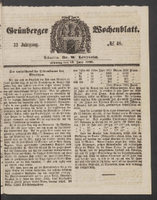 Grünberger Wochenblatt, No. 48. (15. Juni 1857)