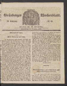 Grünberger Wochenblatt, No. 49. (18. Juni 1857)