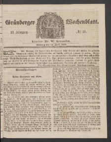 Grünberger Wochenblatt, No. 50. (22. Juni 1857)