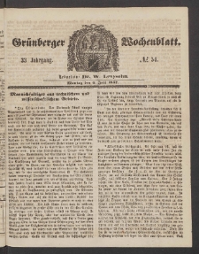 Grünberger Wochenblatt, No. 54. (6. Juli 1857)