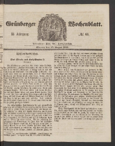 Grünberger Wochenblatt, No. 66. (17. August 1857)
