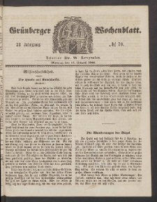 Grünberger Wochenblatt, No. 70. (31. August 1857)