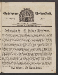 Grünberger Wochenblatt, No. 75. (17. September 1857)