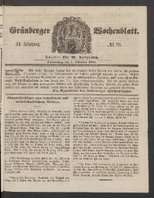 Grünberger Wochenblatt, No. 79. (1. Oktober 1857)