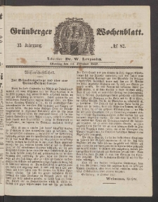 Grünberger Wochenblatt, No. 82. (12. Oktober 1857)