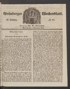 Grünberger Wochenblatt, No. 98. (7. Dezember 1857)