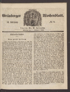 Grünberger Wochenblatt, No. 9. (1. Februar 1858)