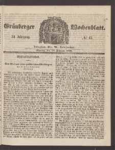 Grünberger Wochenblatt, No. 13. (15. Februar 1858)