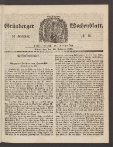 Grünberger Wochenblatt, No. 14. (18. Februar 1858)