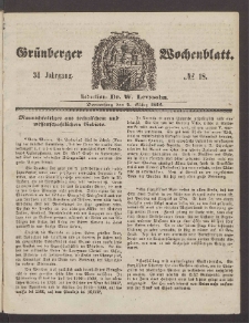 Grünberger Wochenblatt, No. 18. (4. März 1858)