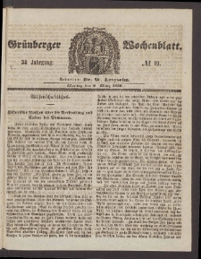 Grünberger Wochenblatt, No. 19. (8. März 1858)