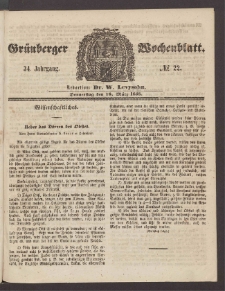 Grünberger Wochenblatt, No. 22. (18. März 1858)