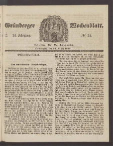 Grünberger Wochenblatt, No. 24. (25. März 1858)