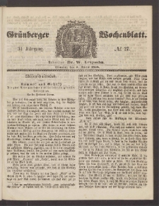 Grünberger Wochenblatt, No. 27. (5. April 1858)