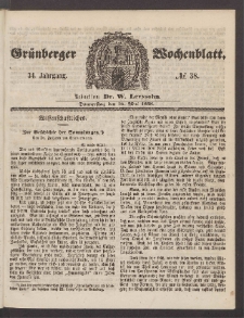 Grünberger Wochenblatt, No. 38. (13. Mai 1858)
