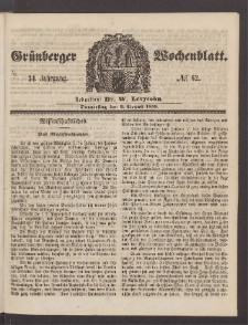 Grünberger Wochenblatt, No. 62. (5. August 1858)