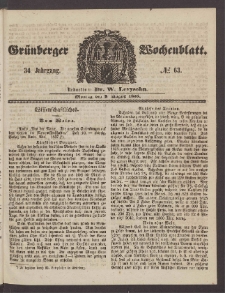 Grünberger Wochenblatt, No. 63. (9. August 1858)