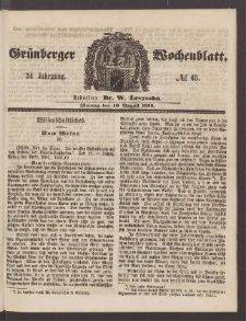 Grünberger Wochenblatt, No. 65. (16. August 1858)