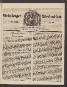 Grünberger Wochenblatt, No. 69. (30. August 1858)