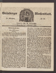 Grünberger Wochenblatt, No. 70. (2. September 1858)