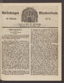 Grünberger Wochenblatt, No. 71. (6. September 1858)