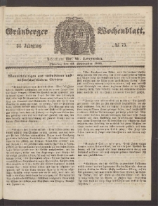 Grünberger Wochenblatt, No. 75. (20. September 1858)