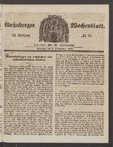 Grünberger Wochenblatt, No. 87. (1. November 1858)