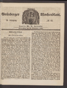 Grünberger Wochenblatt, No. 92. (18. November 1858)