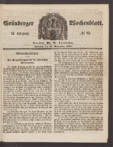 Grünberger Wochenblatt, No. 93. (22. November 1858)