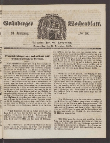 Grünberger Wochenblatt, No. 98. (9. Dezember 1858)