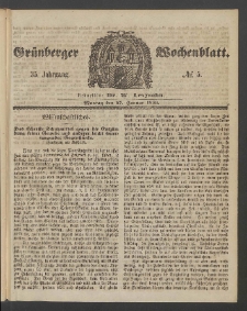 Gr&uuml;nberger Wochenblatt, No. 5. (17. Januar 1859)