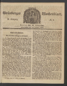 Gr&uuml;nberger Wochenblatt, No. 8. (27. Januar 1859)
