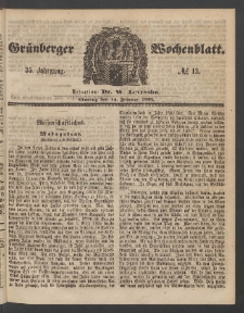 Gr&uuml;nberger Wochenblatt, No. 13. (14. Februar 1859)
