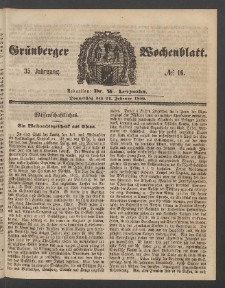 Gr&uuml;nberger Wochenblatt, No. 16. (24. Februar 1859)