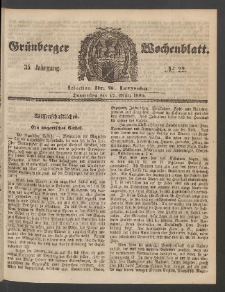 Grünberger Wochenblatt, No. 22. (17. März 1859)