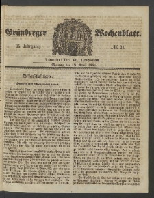 Grünberger Wochenblatt, No. 31. (18. April 1859)