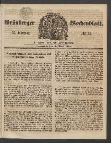 Gr&uuml;nberger Wochenblatt, No. 34. (28. April 1859)